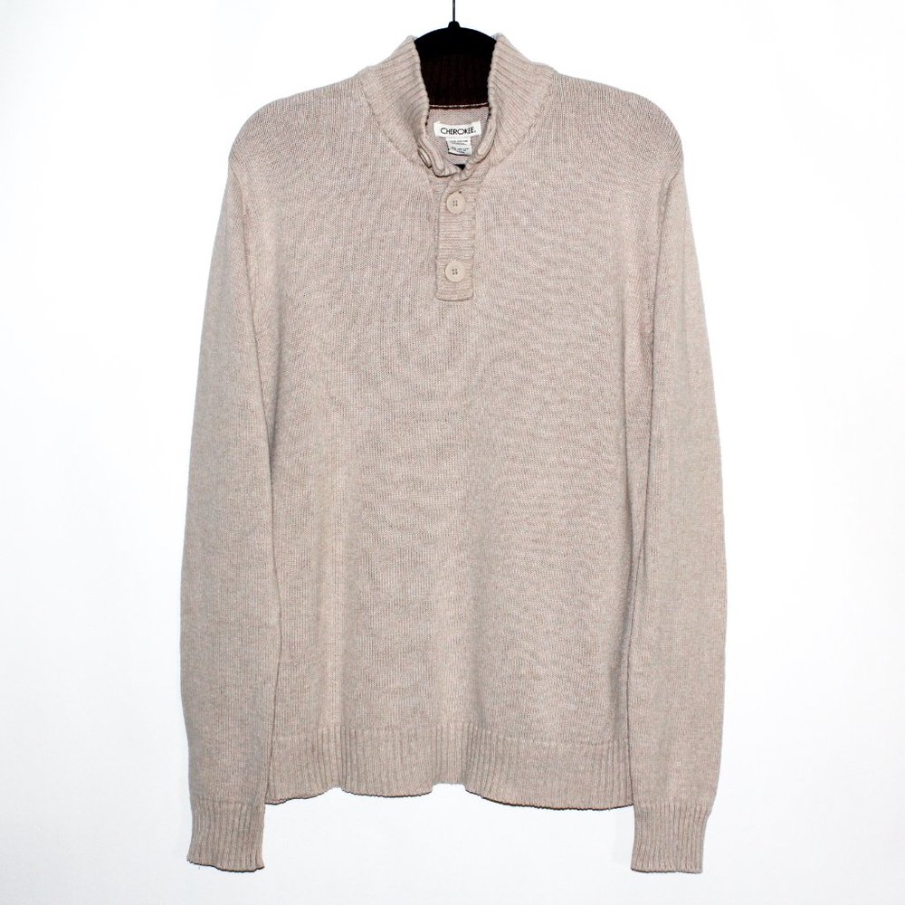 Teen Cherokee Henley Mock-Neck Cotton Sweater